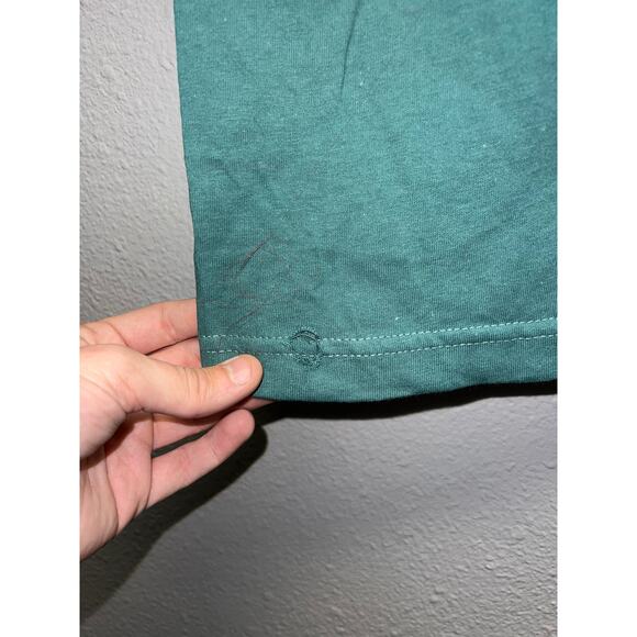 90s Vintage Wild West Green Short Sleeve Blank Shirt HOLE VTG M - Picture 5 of 10